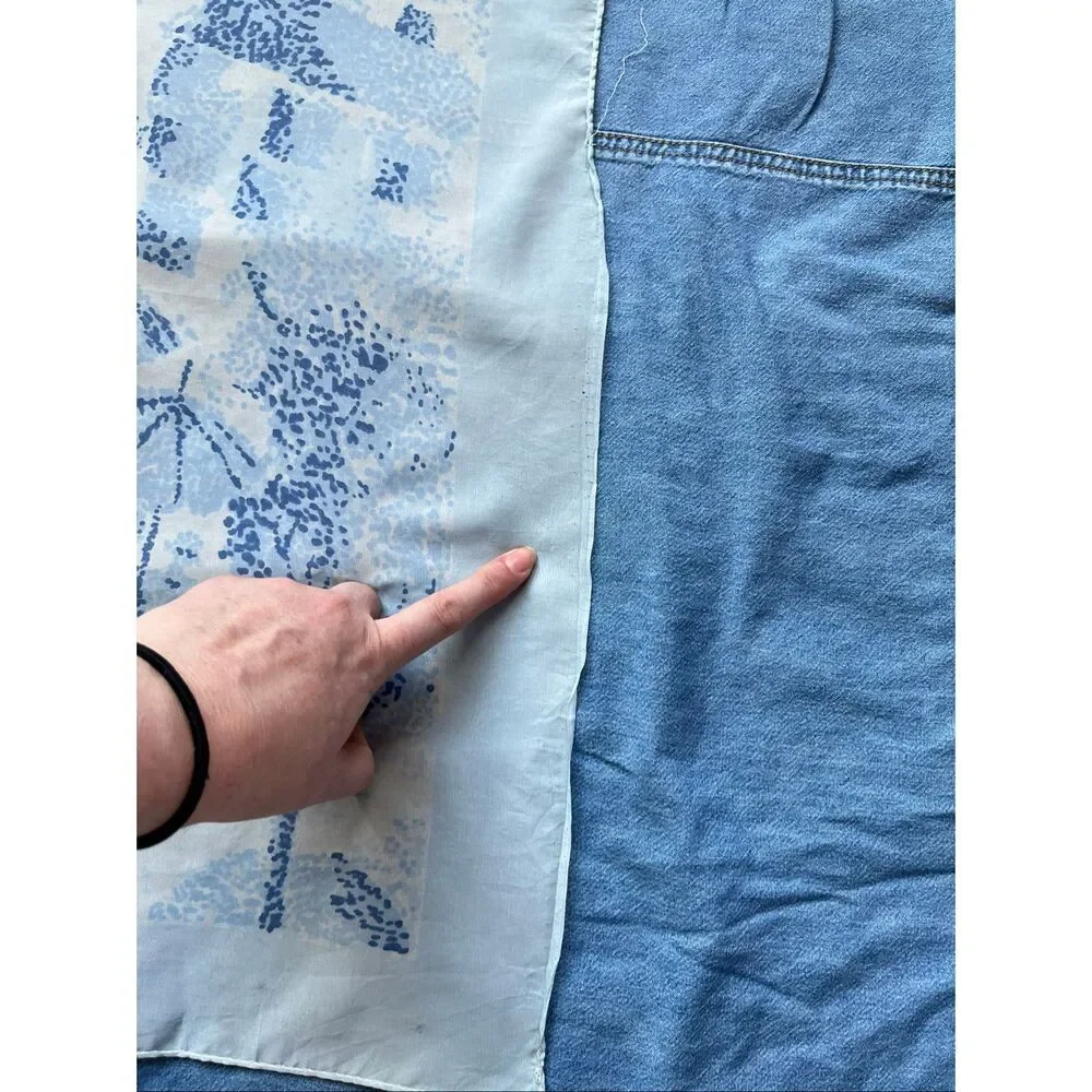 French Country Cottagecore Blue Toile Scenic Square Scarf Parisian Romantic 25.5